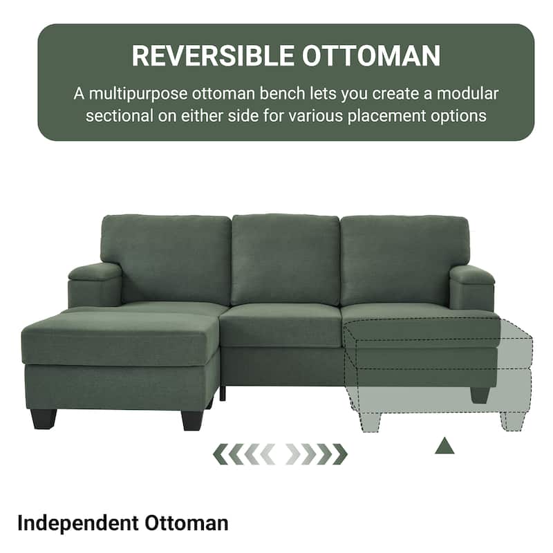 L-shaped Chaise Sectional Sofa with Movable Ottoman, Hidden Storage in Armrests & Seats, Storage Couches with Thick Cushions