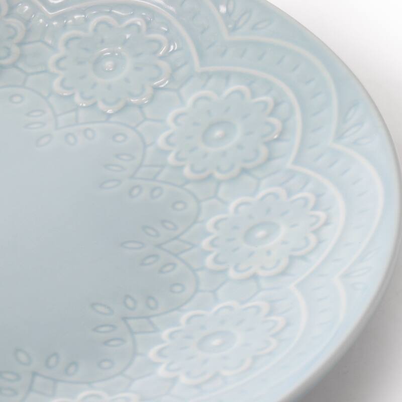 Hometrends Alemany 10.6 Inch Round Stoneware Dinner Plate Set in Aqua