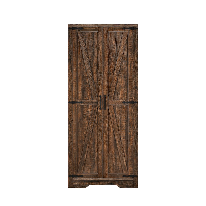 Moasis Broom Closet Storage Cabinet with Doors and Shelves for Farmhouse Organization