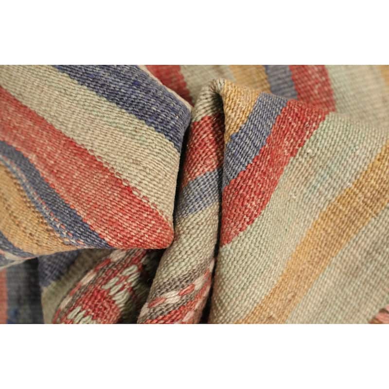 Hand Woven Oriental 100% Wool Carpet Southwestern Tribal Multi-Colored Kilim Area Rug - 7' 6'' X 4' 7''