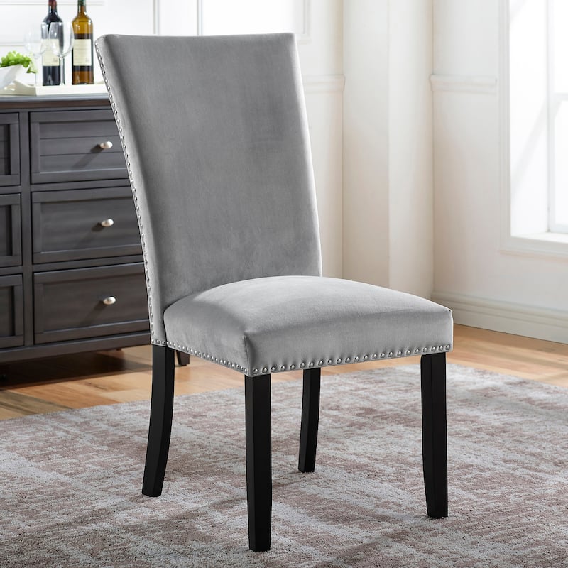 Furniture of America Cots Modern Nailhead Dining Side Chairs (Set of 2) - Light Grey