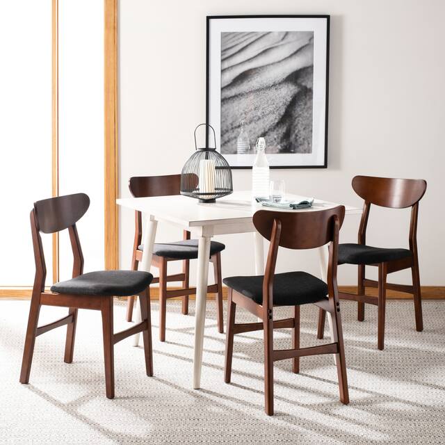 SAFAVIEH Lucca Retro Dining Chair (Set of 2) - 17.3" x 20.8" x 33.1" - PaddedSeat/SolidWood- Walnut/Black