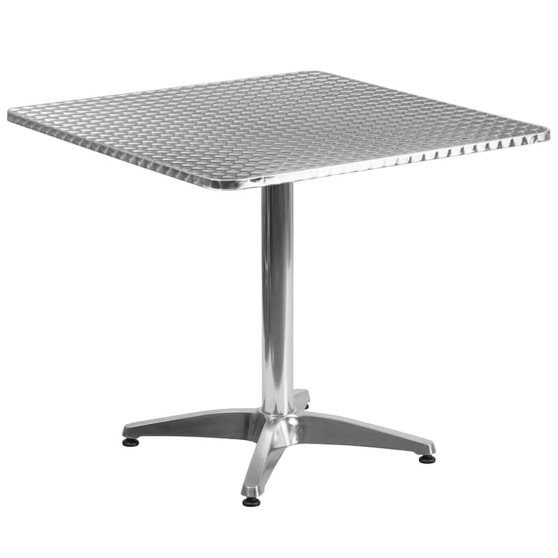 31.5" Square Aluminum Smooth Top Indoor-Outdoor Table with Base
