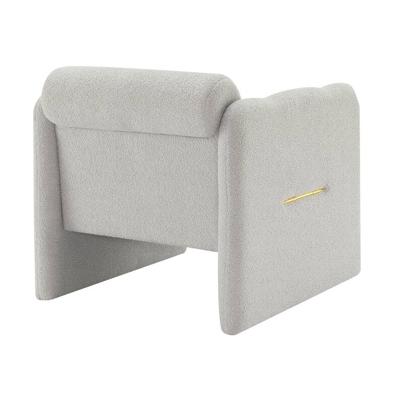Arm Chair with waved arms, Metal decoration on both side arms, Accent chair,Teddy Fabric