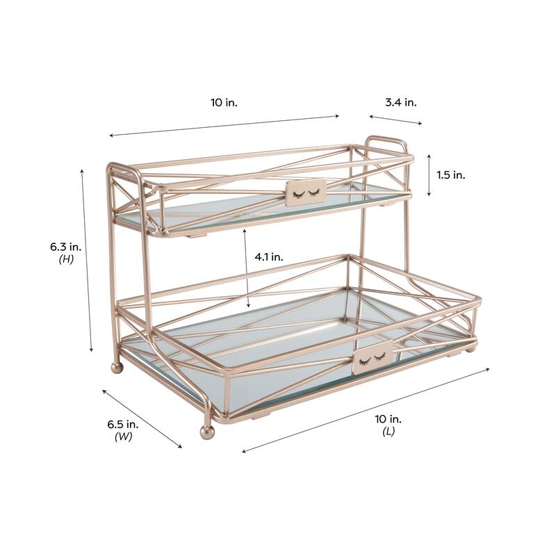Home Details 2 Tier Vanity Tower in Rose Gold - 10.25"x 6.5"x 6.70"