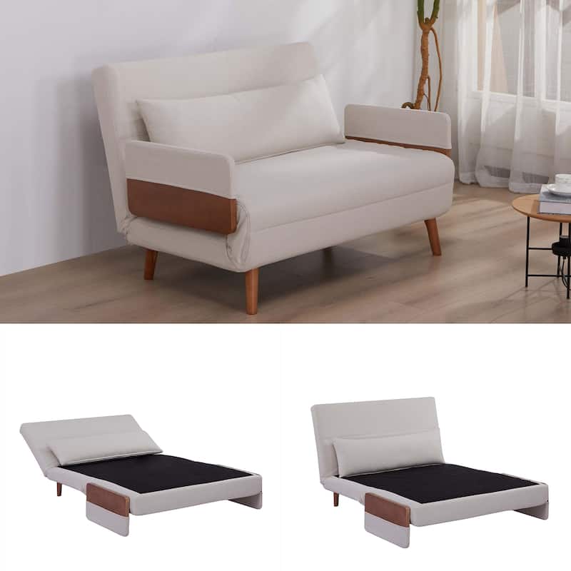 Extra Loveseat Convertible Sleeper Sofa, Single-Seater Sofa Bed with Adjustable Backrest, DayBed with Silent Hinges