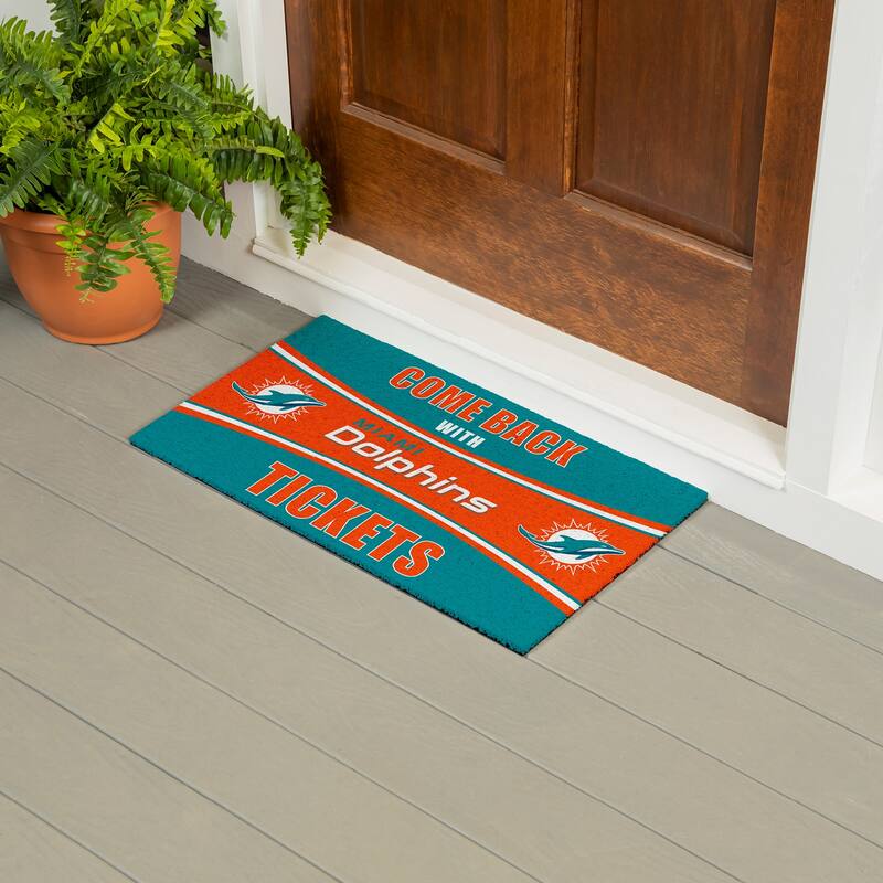 Miami Dolphins 28 in. x 16 in. PVC "Come Back With Tickets" Trapper Door Mat