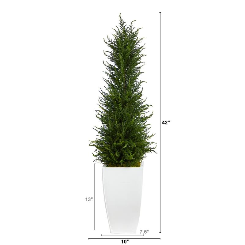 Artificial Indoor Outdoor Tree - 3.5ft Serenity White Planter - Decorative Silk Plant for Home & Patio