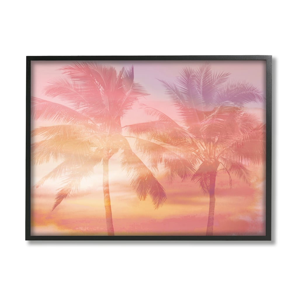 Stupell Summer Palm Trees Sunrise Tropical Windblown Leaves Framed Wall Art, Design by Mia Jensen