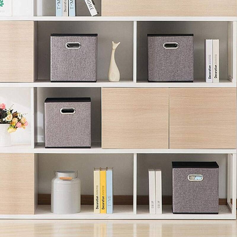 Enova Home Fabric Storage Bins Foldable Cube Organizer With Handles (Set of 4) - N/A