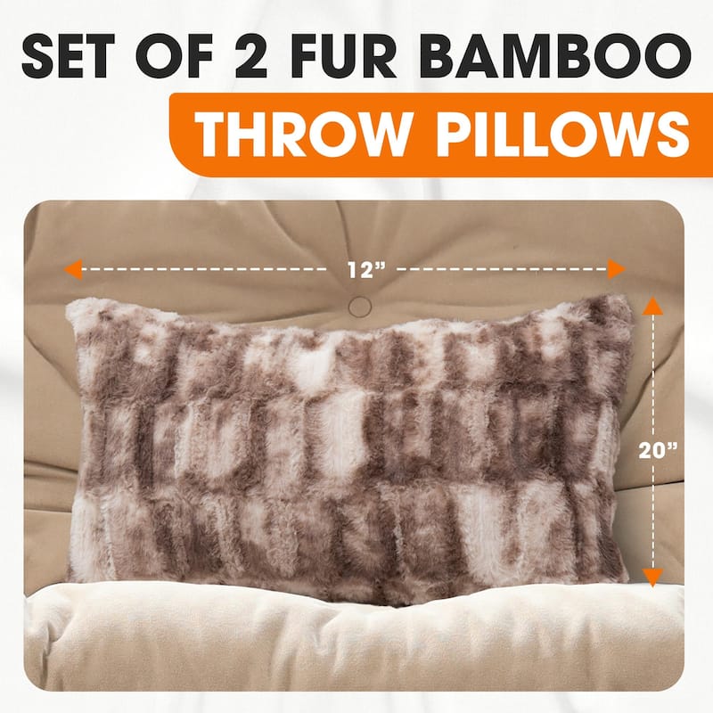 Cheer Collection Set of 2 Decorative Faux Fur Throw Pillow