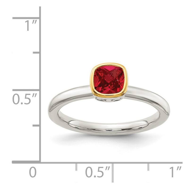 Curata 925 Sterling Silver With 14k Accent Created Ruby Ring
