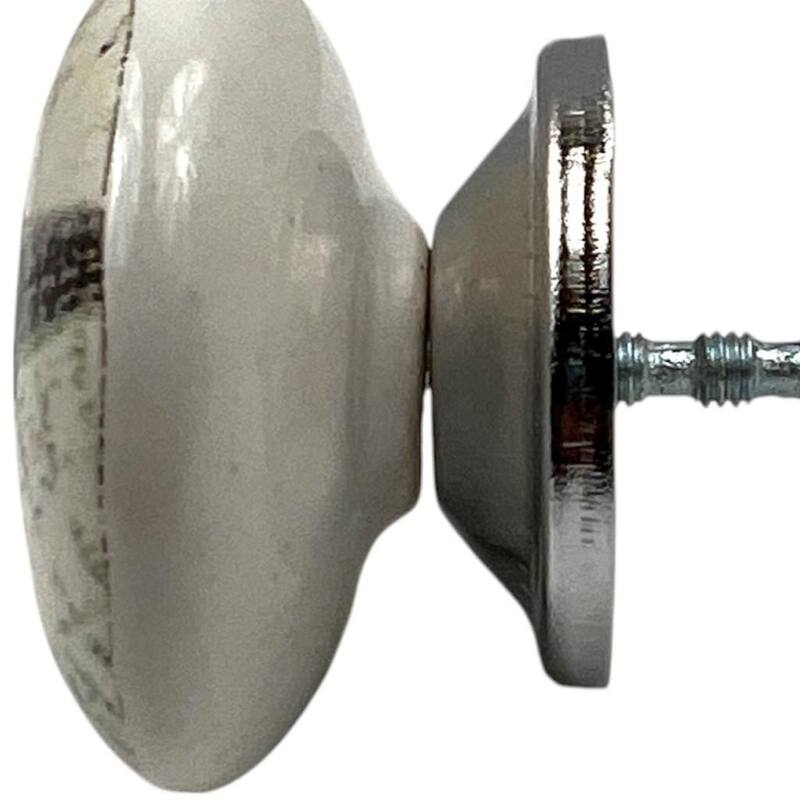 HomeRoots Set of Six Black And White Poetic Script Ceramic Drawer Pull Knobs - 1.50 in. x 1.00 in. x 1.50 in.