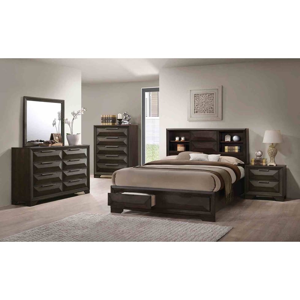 Espresso Finish Modern Style Bedroom Furniture Set