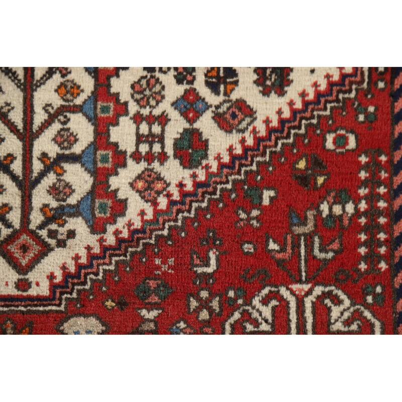 Geometric Abadeh Persian Vintage Runner Rug Handmade Wool Carpet - 2'0"x 4'9"