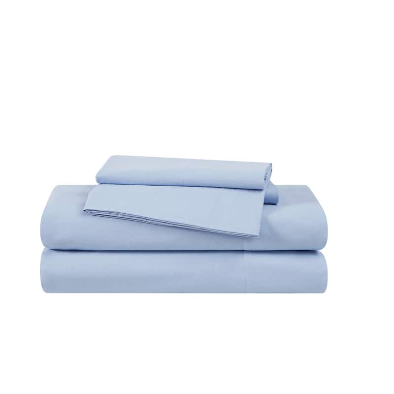 The Farmhouse by Rachel Ashwell Washed Solid Cotton Sheet Set - Blue - Twin