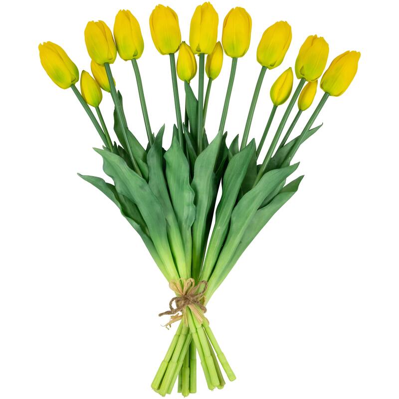 real touch™ yellow artificial tulip floral bundles set of 6 18"