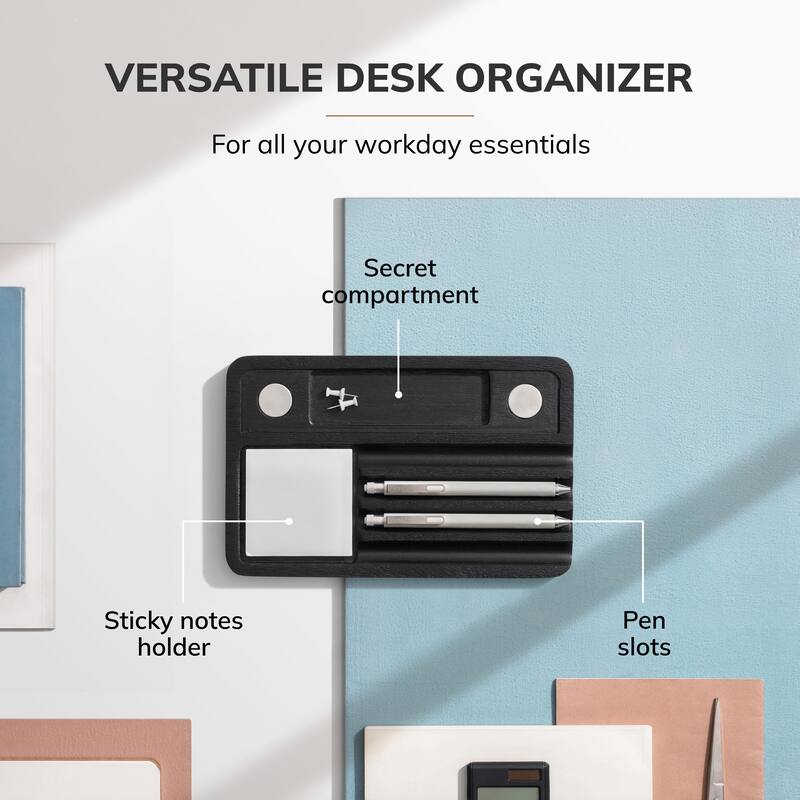 Jani Wooden Desk Organizer with Magnetic Whiteboard - Solid Wood, Hidden Storage & Anti-Skid Base for Home, Office & Workspaces