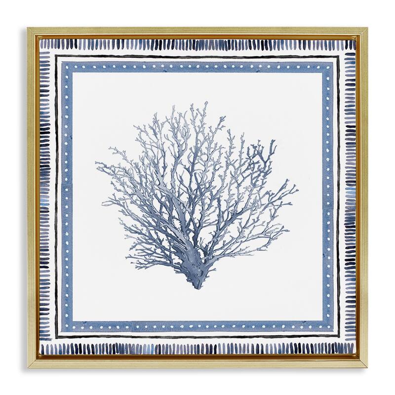 Stupell Nautical Branch of Coral Framed Floater Canvas Wall Art Design By Lanie Loreth - 18 x 18 - Gold