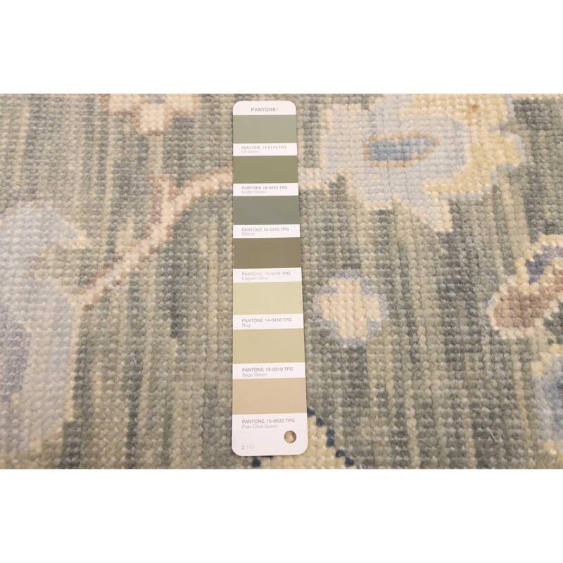 ECARPETGALLERY Hand-knotted Modern Oushak Dark Olive Green Wool Rug - 8'11 x 12'2