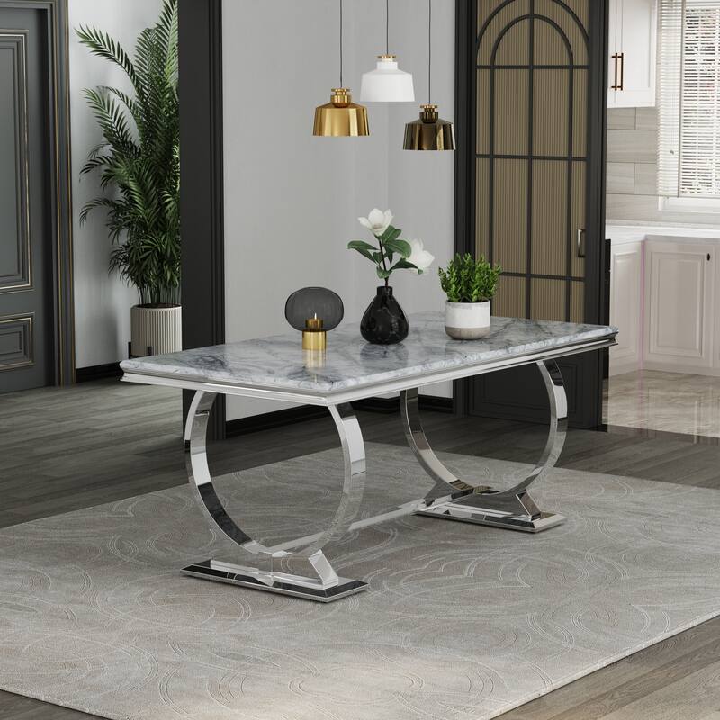 Luxurious Dining Room Table Set with Velvet Dining Chairs