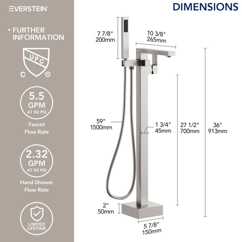 Single-Handle Claw Foot Freestanding Tub Faucet With Hand Shower