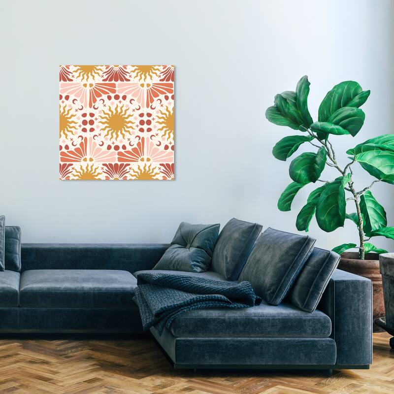 Wynwood Studio Canvas Abstract The Sun in Tune Pattern Yellow and Dark Yellow Modern & Contemporary Wall Art Canvas Print