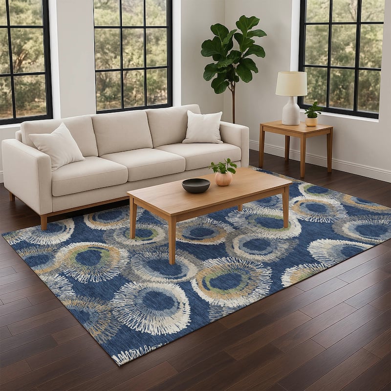 Machine Washable Indoor/ Outdoor Modern Spikey Chantille Rug