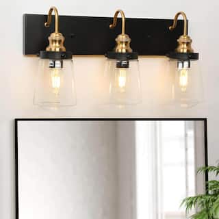 Cozia Modern 3-light Black Gold Bathroom Vanity Light Dimmable LED Wall Sconce