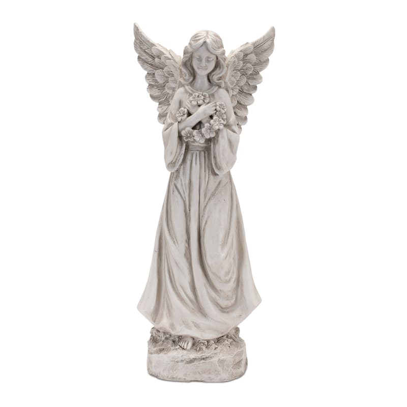 Floral and Bird Angel Figurines - 13.25" - Set of 3
