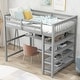 preview thumbnail 29 of 82, Space-Saving Loft Bed with Storage Shelves and Desk, Solid Wood Loft Bed Frame with Ladder and Guardrail for Kids Teens Adults Grey - Full