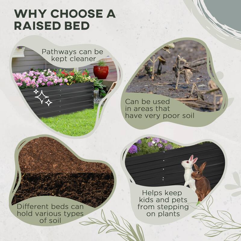 Raised Garden Bed with Open Bottom for Long-Rooted Plants Vegetables