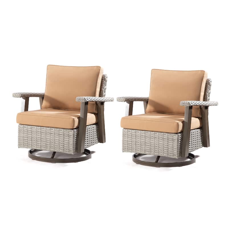 Cozywor Wicker Patio Outdoor Swivel Rocking Chair (Set of 2)