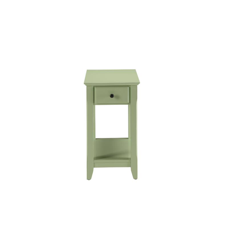 Space Saving Rectangular 23” Wooden Side End Table with Two Storage Shelve and One Drawer for Living Room - 13"L X 22"W x 23"H - Pale-Green