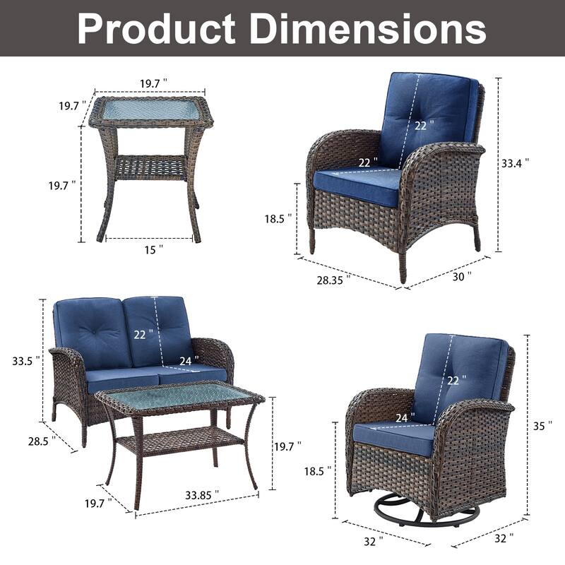 Gymojoy Outdoor Wicker Patio Furniture Loveseat and Chair Set Weather-Resistant