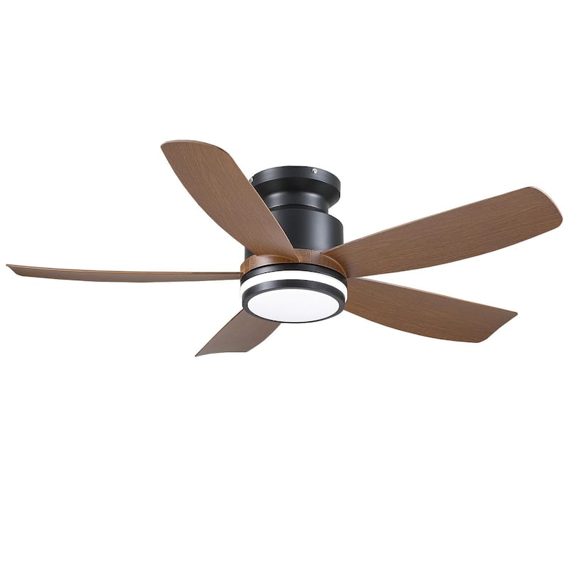 41 Inches Ceiling Fan with Light,5 ABS Blades,Flush Mount Low Profile Ceiling Fan with Light and Remote for Bedroom Living Room