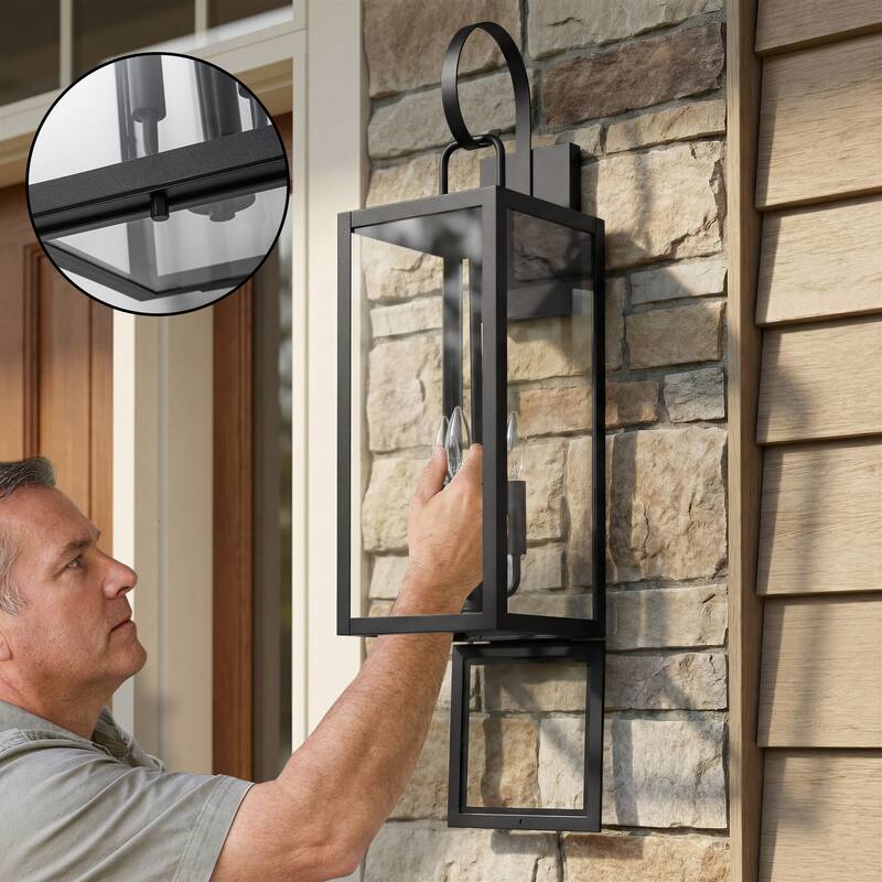 C Cattleya 1 Pack 3-Light 25.5-in Matte Black Outdoor Wall Light with Close Bottom