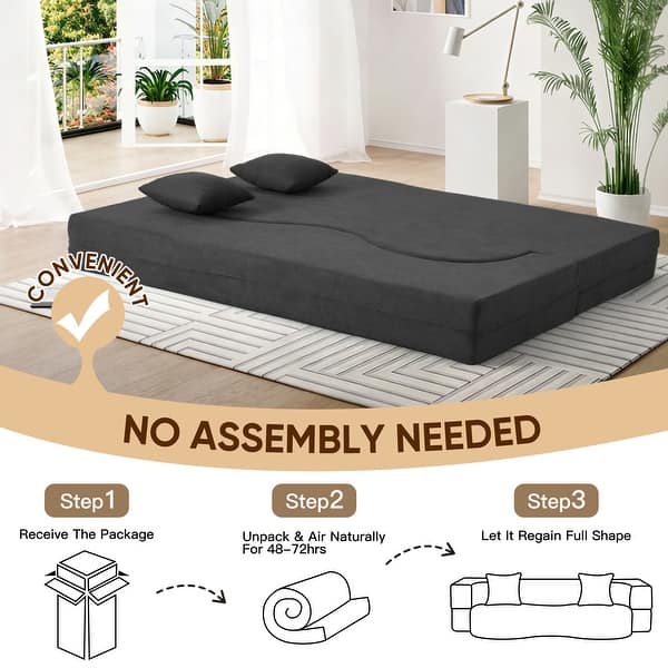 Convertible Folding Sofa Bed with High-Density Foam for Living Room, Guest Room, and Bedroom Light Grey