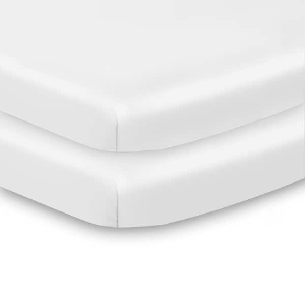 slide 2 of 40, BreathableBaby All-in-One Fitted Sheet & Waterproof Cover for 38" x 24" Mini Crib Mattress (2-Pack) White