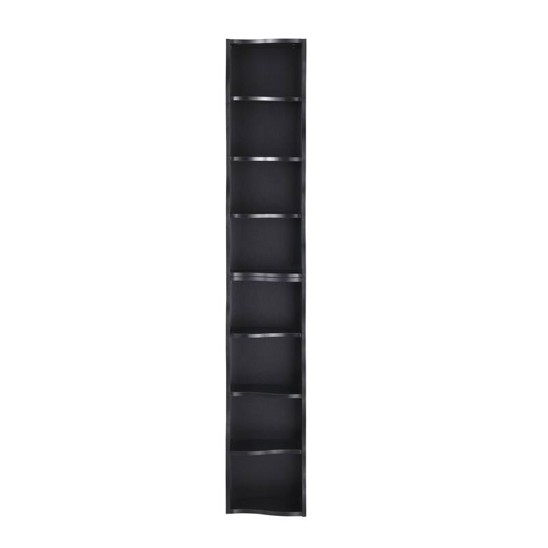 Wavy Border 8-Tier Adjustle Shelf - Modular Ultra-Thin Bookcase for Home Office & Display