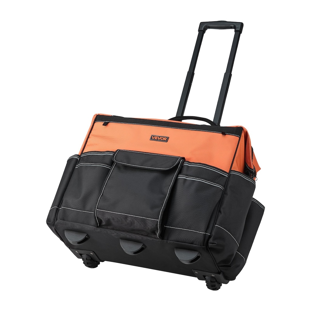 Heavy Duty Rolling Tool Bag 27 Pockets Large Capacity on Wheels - 20 x 12.2 x 17.7 in