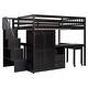 preview thumbnail 99 of 110, Twin/Full Size Loft Bed with Storage Staircase, Wardrobe and Desk, Solid Wood Loft Bedframe with 2 Storage Drawers and Shelves