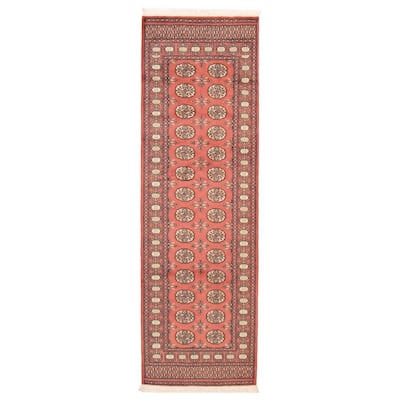ECARPETGALLERY Hand-knotted Peshawar Bokhara Coral Wool Rug - 2'8 x 8'2