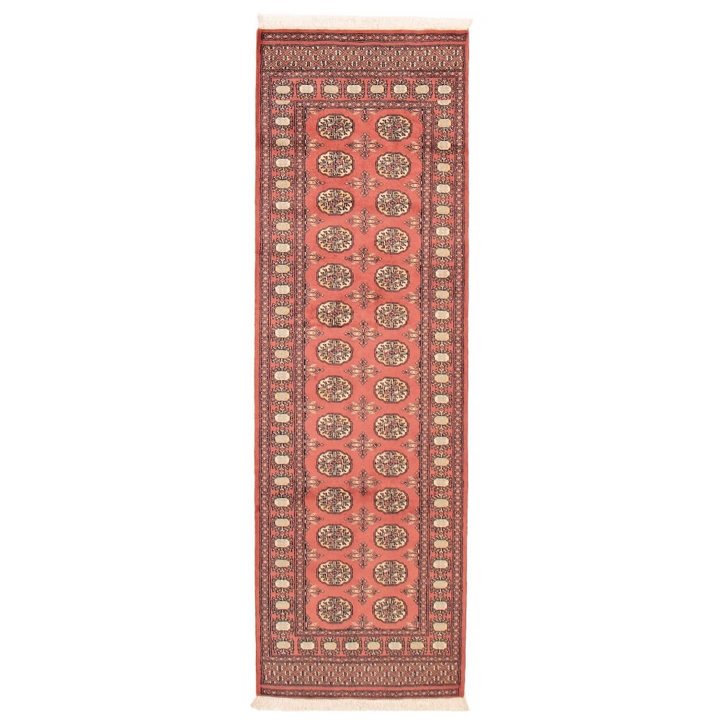 ECARPETGALLERY Hand-knotted Peshawar Bokhara Coral Wool Rug - 2'8 x 8'2