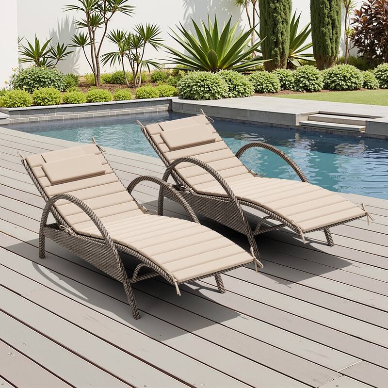 Outdoor Patio Chaise Lounge Cushions Pad with Straps