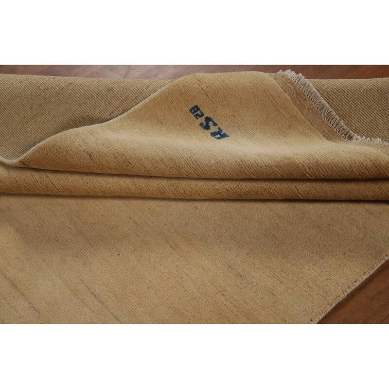 Modern Gabbeh Oriental Area Rug Handmade Yellow Wool Carpet - 4'11" x 7'0"