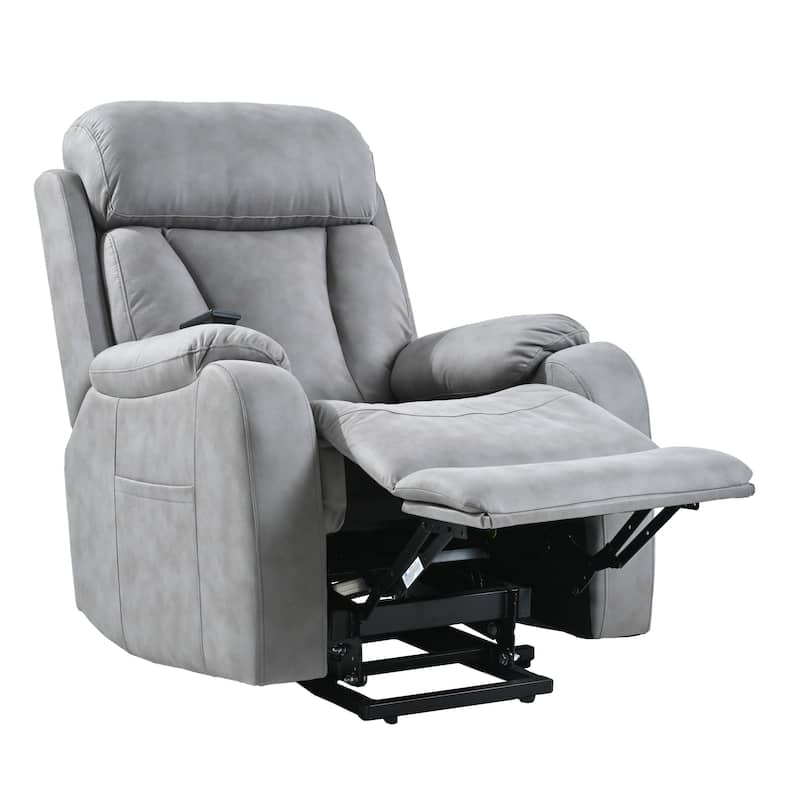 Small Power Lift Recliner Chair, Fabric Upholstered Heavy Duty Electric Recliner, Lounge Sofa Chair with Side Pocket