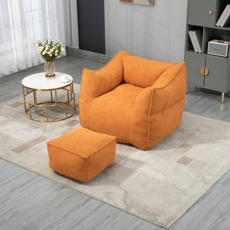 GDFStudio - COOLMORE Boucle Bean Bag Chair with Memory Foam Filling for Ultimate Comfort