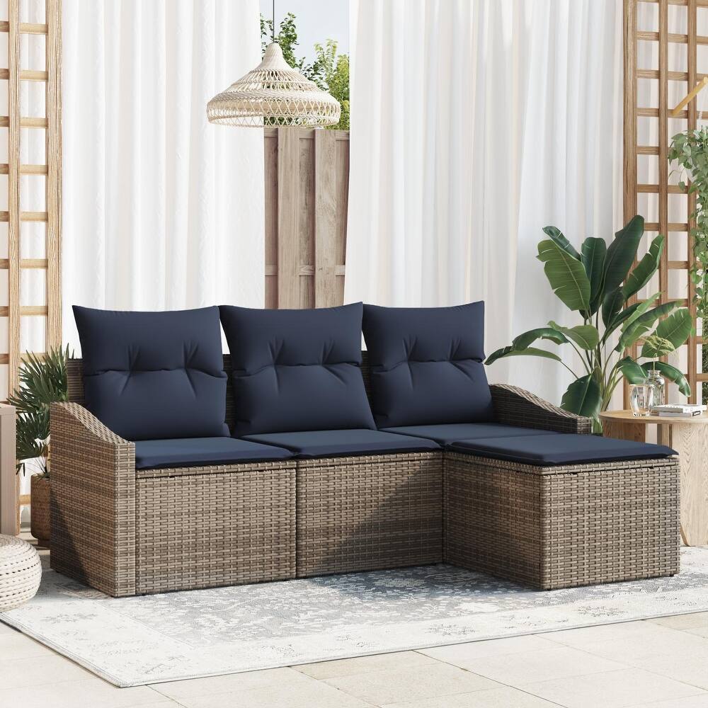 vidaXL 4 Piece Garden Sofa Set with Cushions - 70.1×46.1×27.2