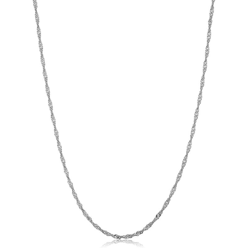 14k White Gold Filled 1.7 mm Singapore Chain Necklace for Women